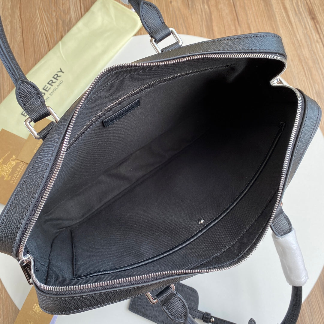 Elegant Black Burberry Briefcase With TB Monogram For Sophisticated Business And Travel Occasions Style No.700112