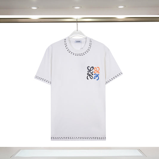 LOEWE Black/White Tee With Colorful Emblem And Stitch Detailing For Chic Streetwear