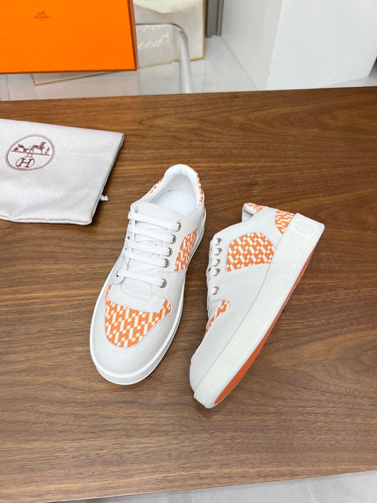 Hermes Women's Sneakers Iconic H Logo Leather Casual Fashion Shoes