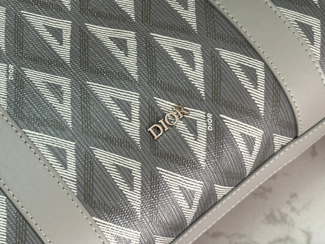 Elegant Dior Lingot Briefcase With Geometric Pattern And Signature Buckle 93266
