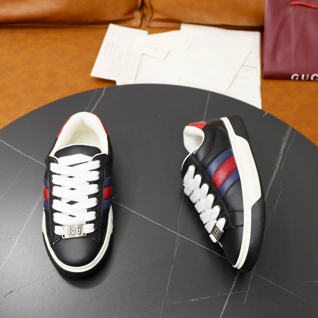 Gucci Unisex Sneakers With Web Stripes And Metal Accent Details