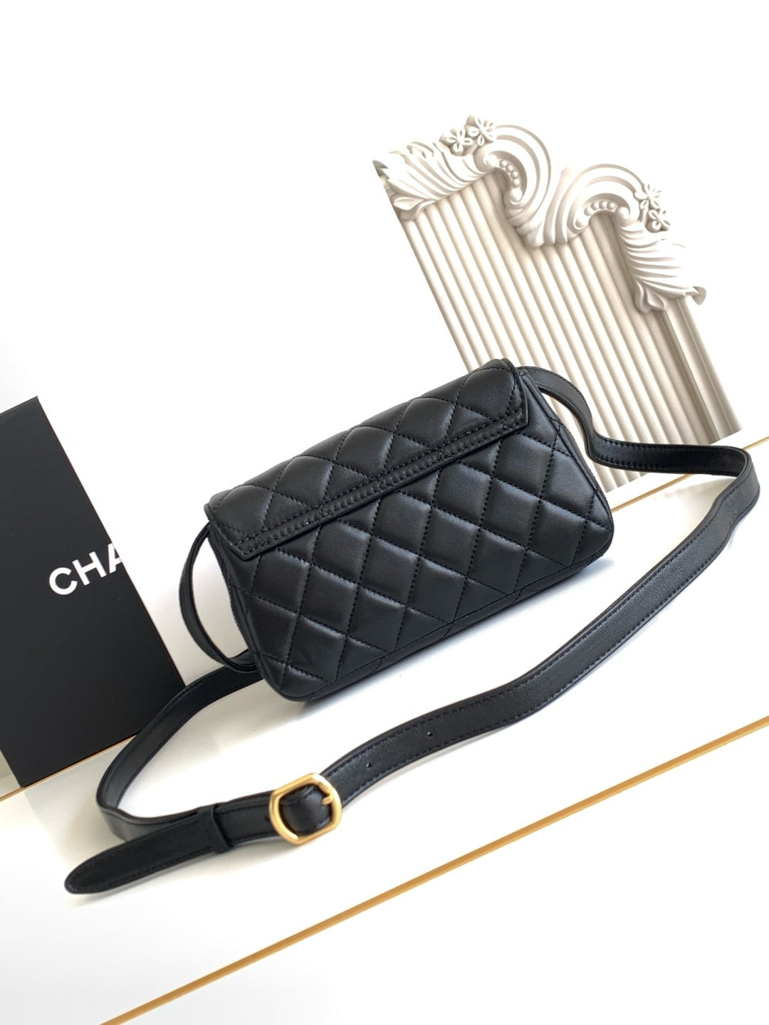 Chanel Black Quilted Leather Belt Bag With Gold CC Logo For Fashionable Looks L4679
