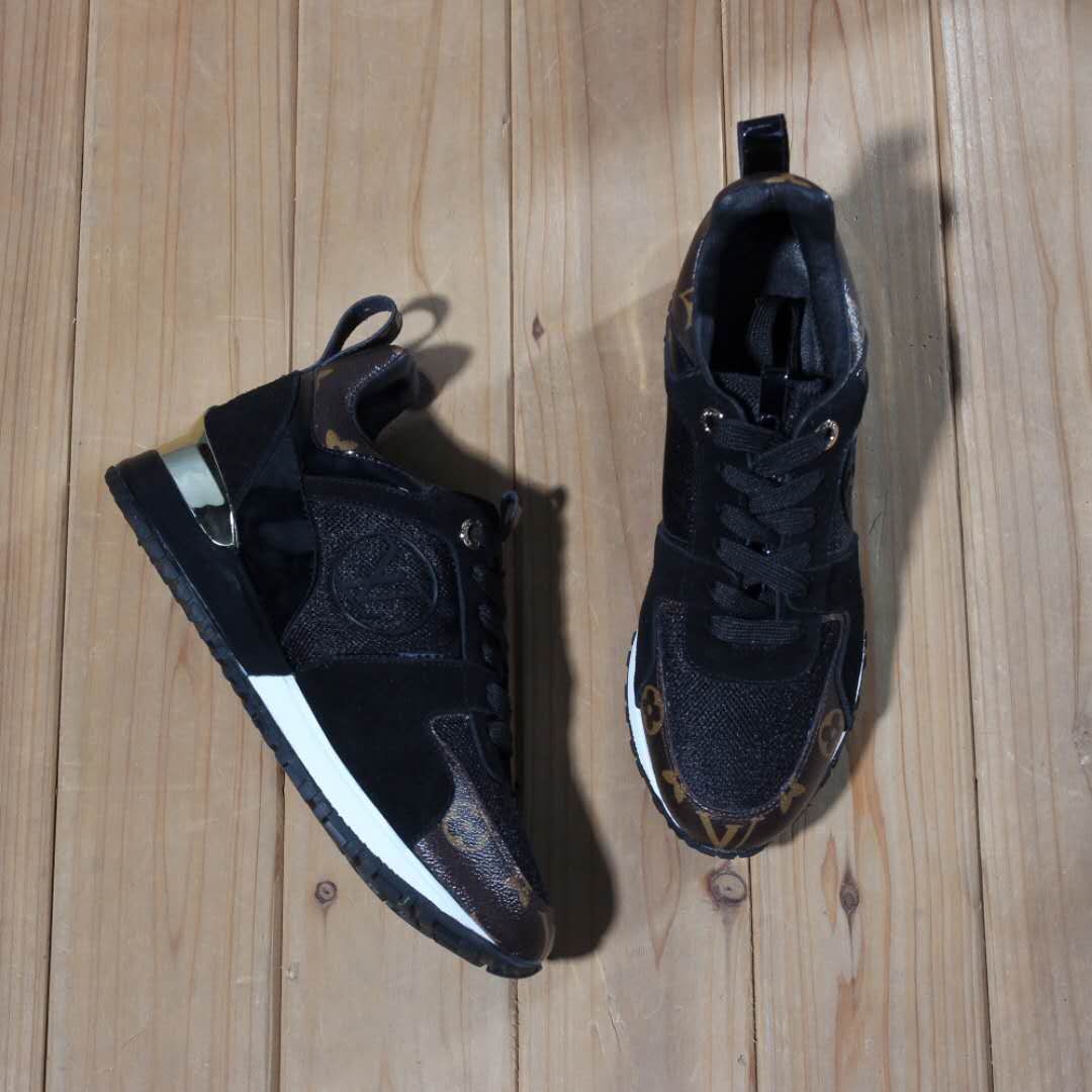 Louis Vuitton Women's Fashion Sneakers With Gold Accents And Signature Patterns