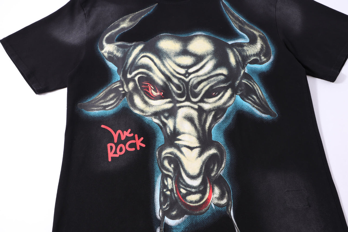 Hellstar Black T Shirt With Bull Head Graphic And We Rock Print