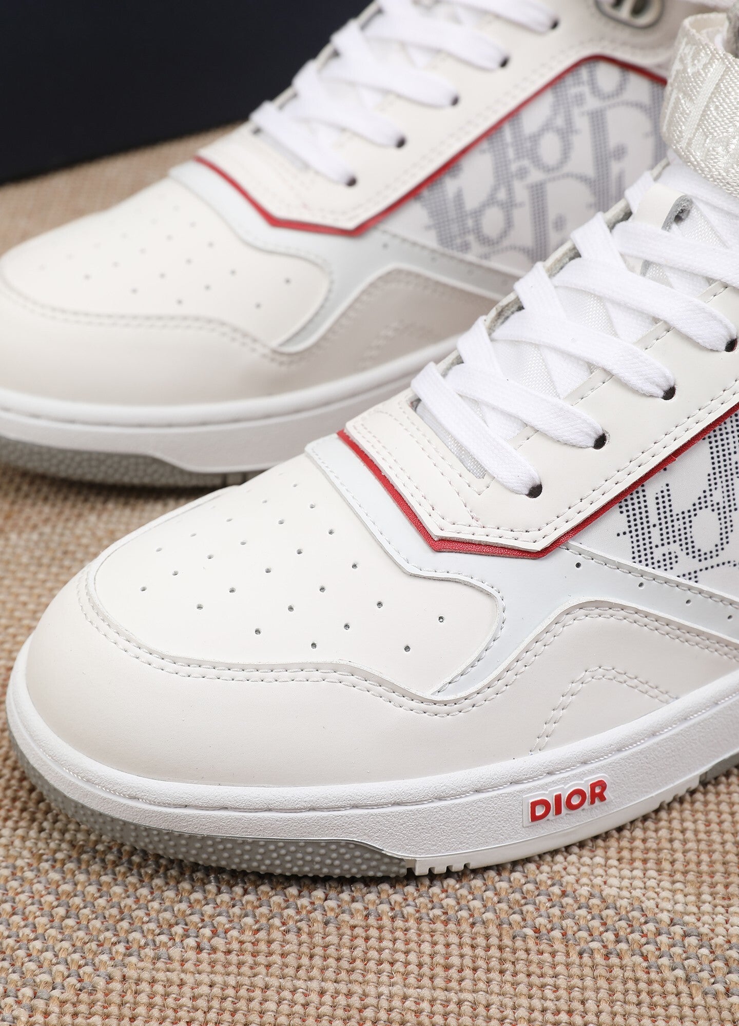 Dior Men's High Top Sneakers with Oblique Pattern and Adjustable Strap