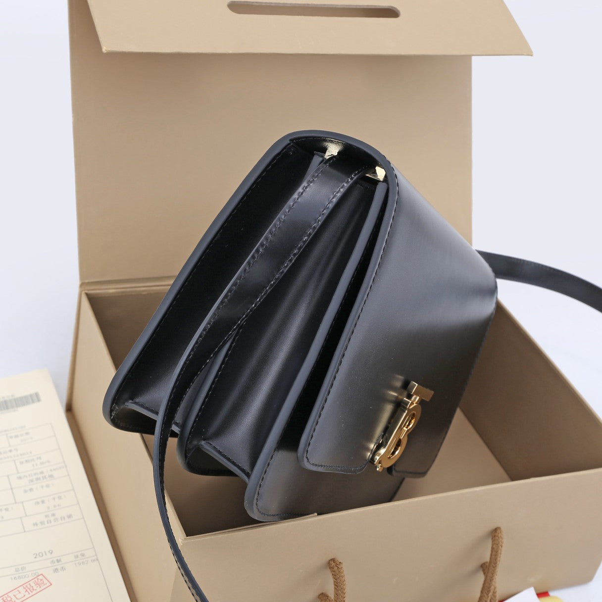 Stylish Black/Brown/Red Burberry Crossbody Bag With Iconic TB Logo And Adjustable Strap Style No.89063
