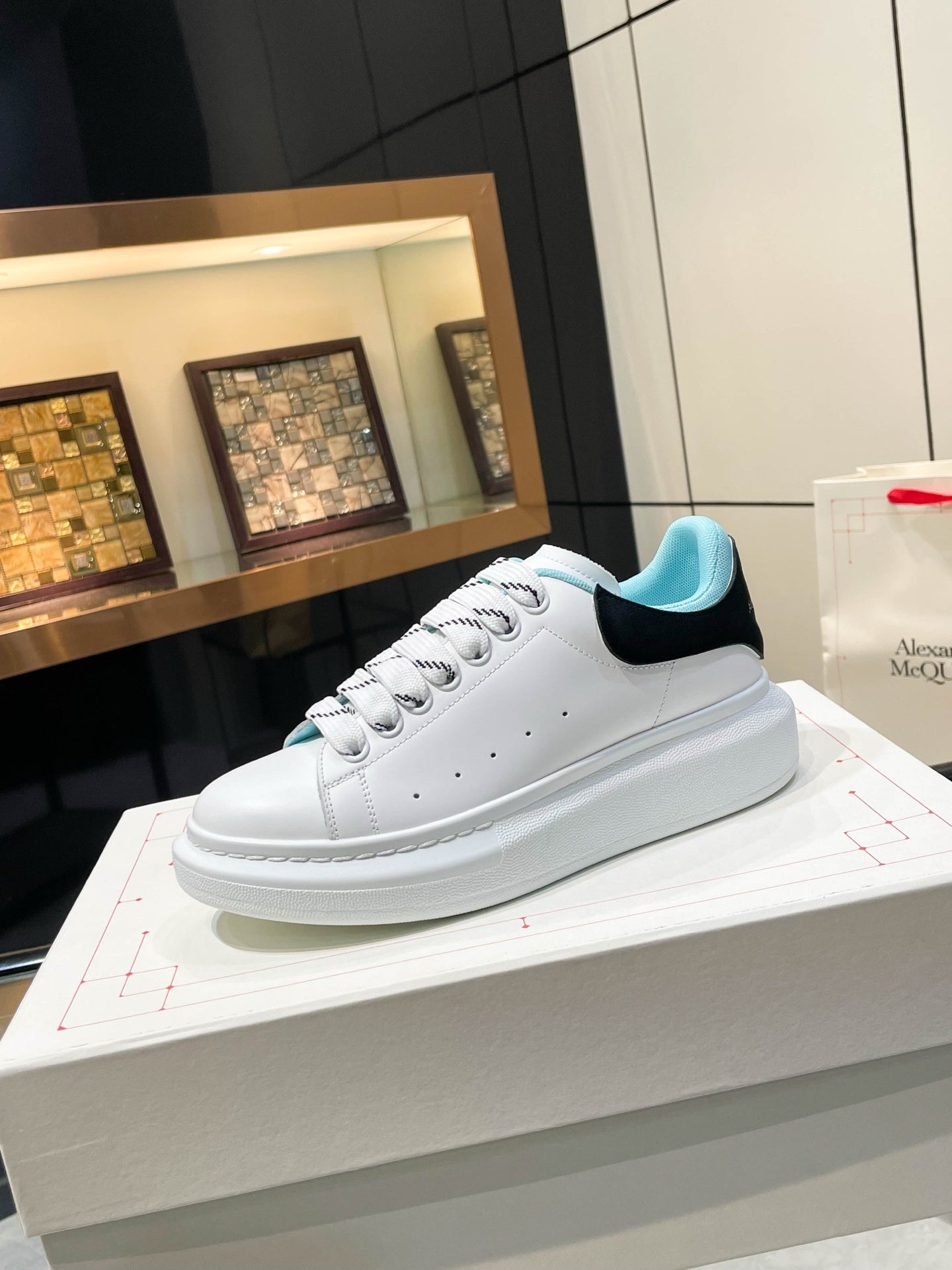 Alexander McQueen Unisex Oversized Sneakers With Blue And Black Accents