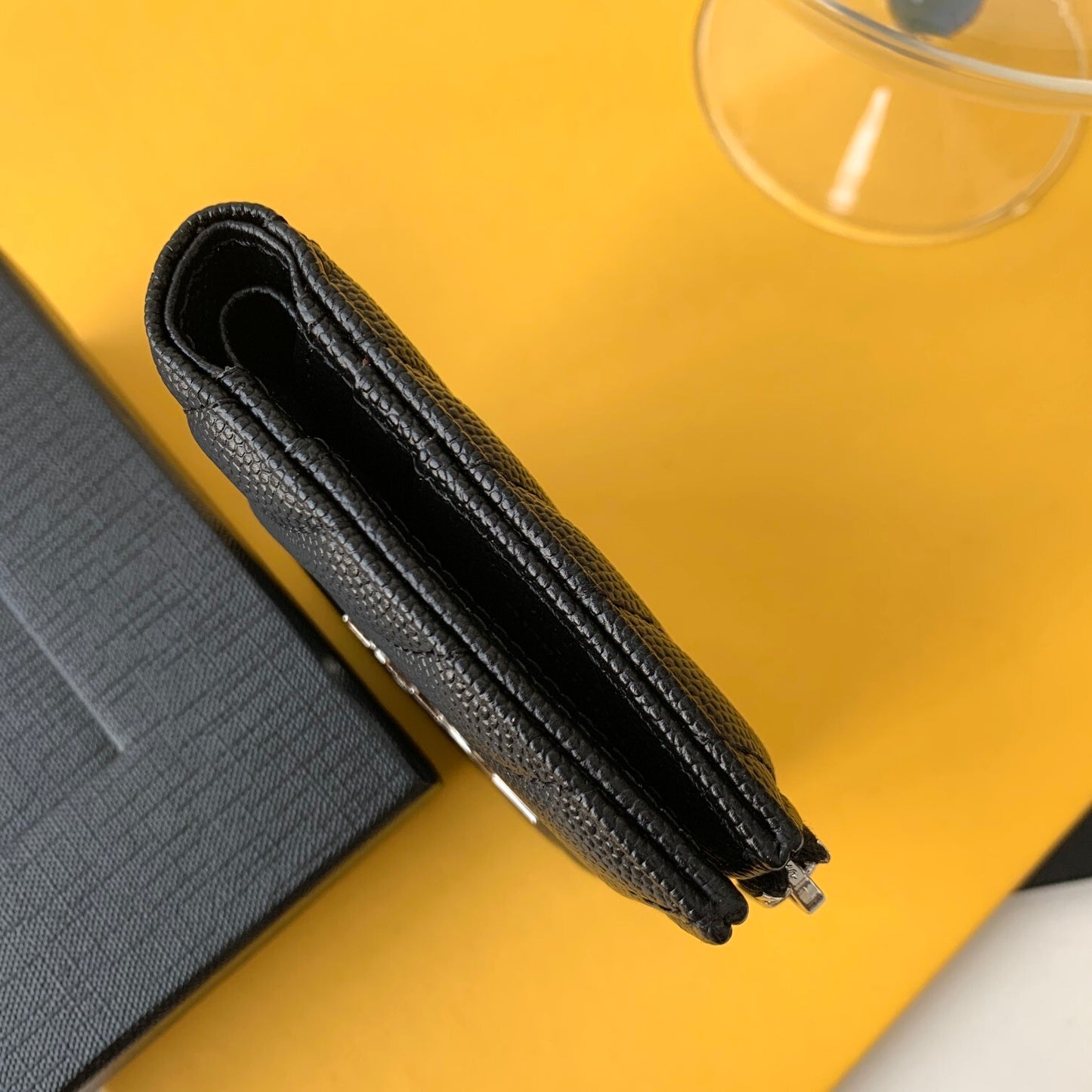 YSL Black Quilted Leather Wallet with Silver Logo for Elegant Style 575974