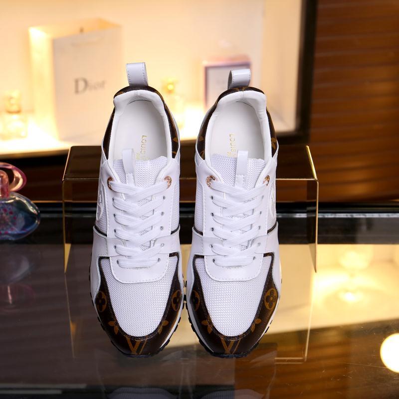 Louis Vuitton Women's White Fashion Sneakers With Signature Patterns And Gold Accents