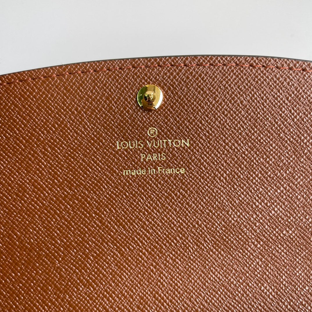 Classic Louis Vuitton Monogram Canvas Long Wallet With Gold Button For Timeless Elegance M60696