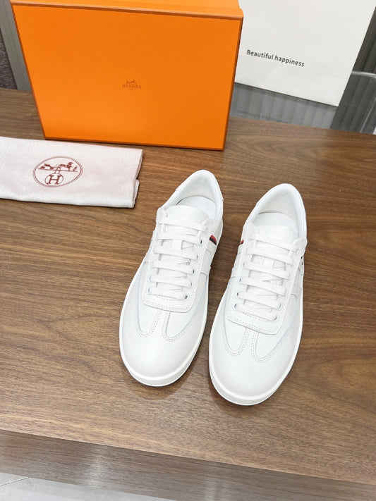Hermes Women's Sneakers Iconic H Logo Leather Casual Fashion Shoes