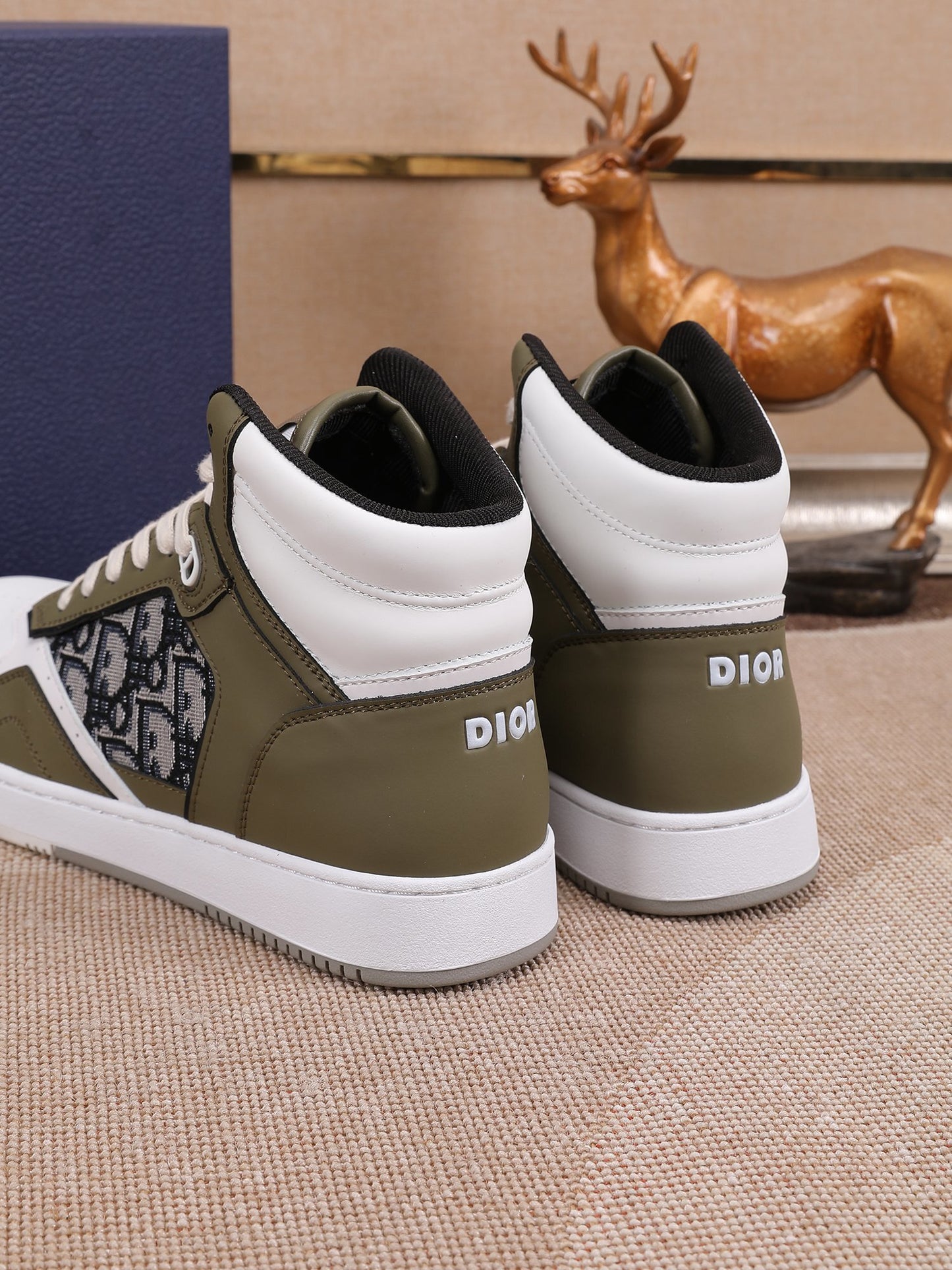 Dior Men's High Top Sneakers with Oblique Pattern and Adjustable Strap