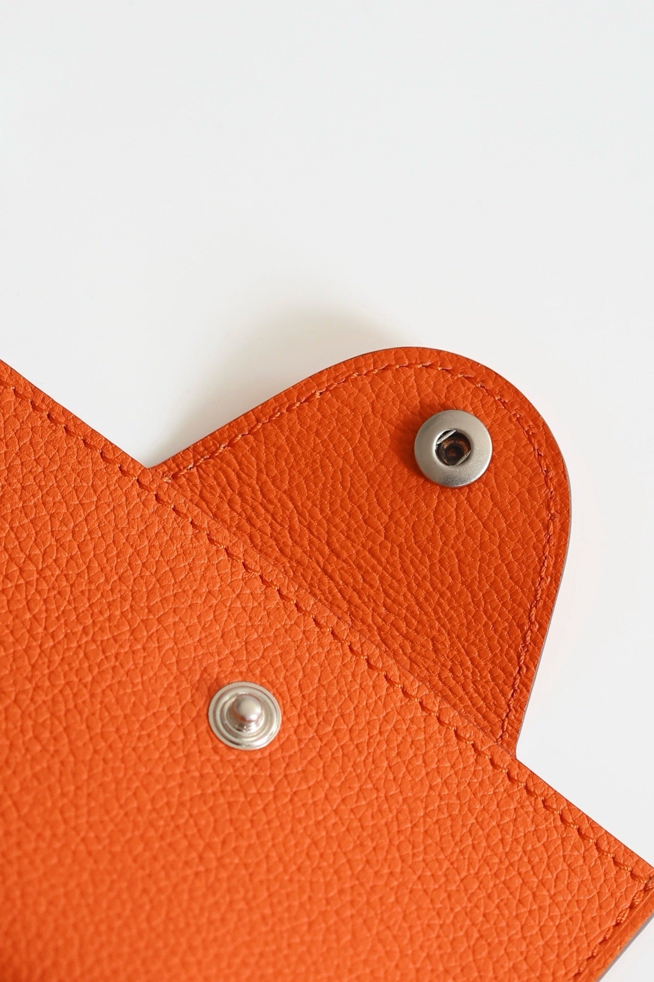 Gorgeous Orange Hermes Leather Card Holder with Button Closure IDE-022