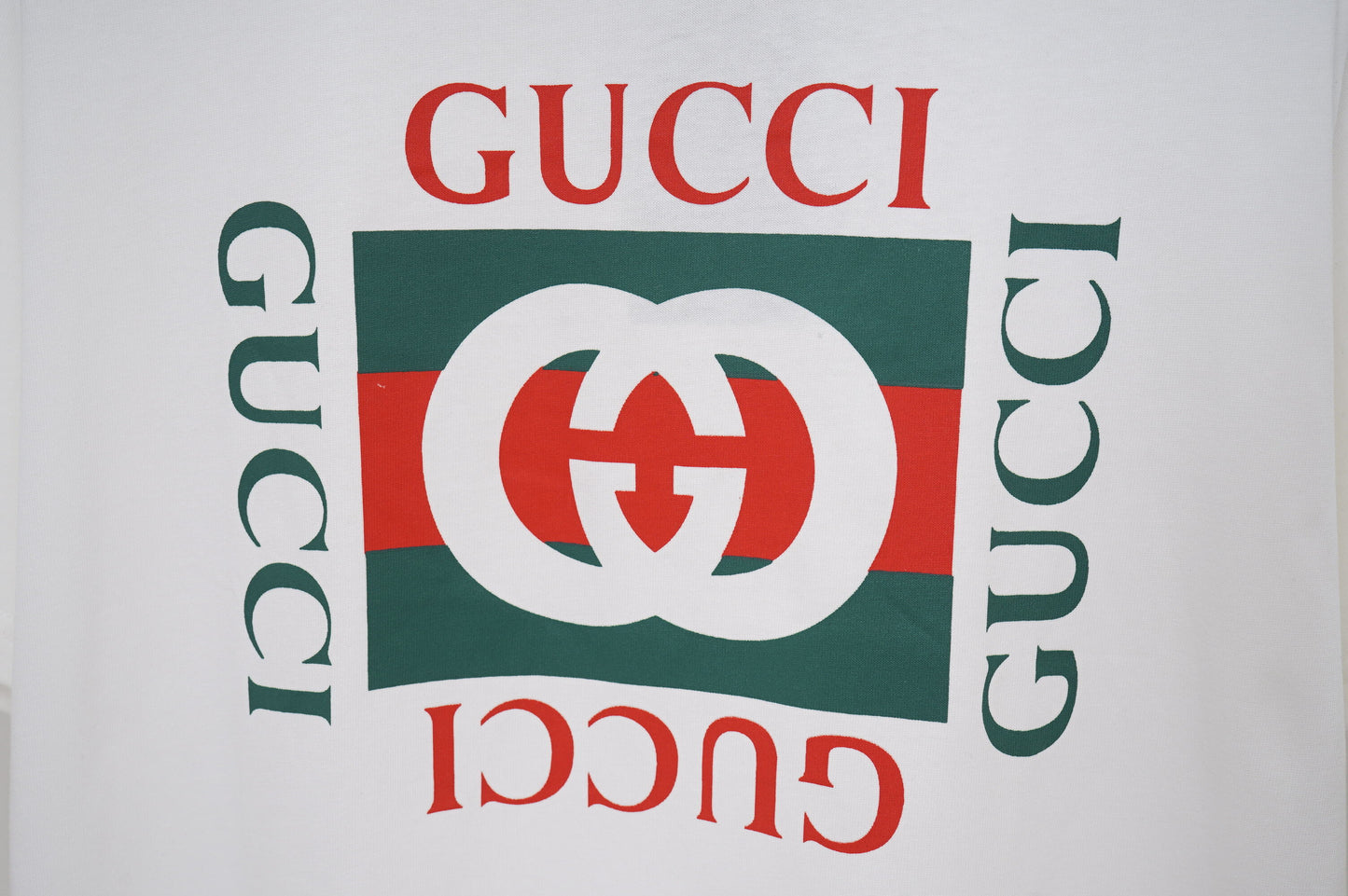Gucci White/Black Tee With Classic Color - Block Logo For Luxury Streetwear Fans