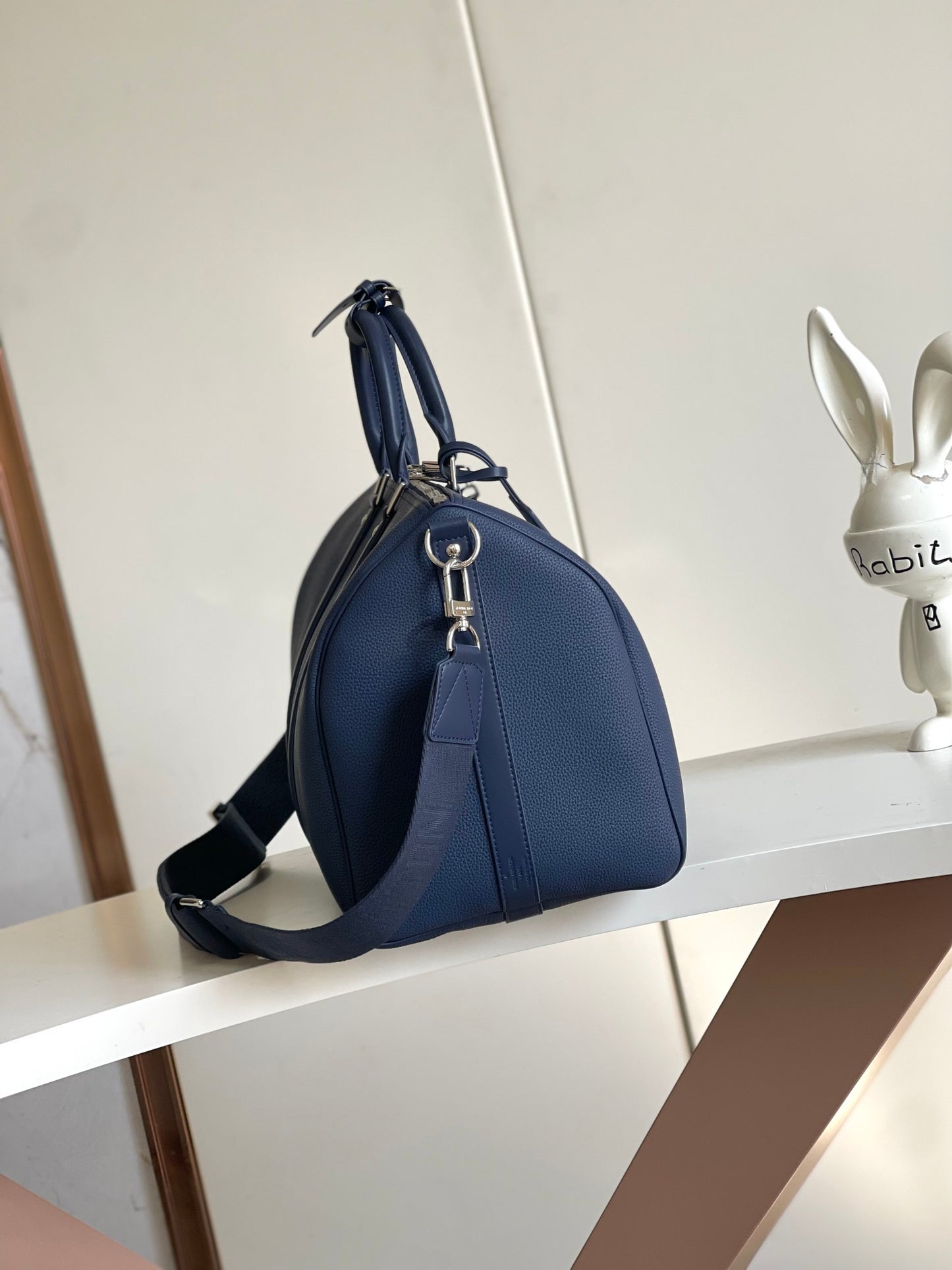 Louis Vuitton Blue Leather Keepall Travel Bag Stylish Durable Weekend Duffle for Luxury Trips