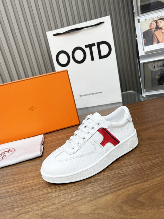 Hermes Women's Sneakers Iconic H Logo Leather Casual Fashion Shoes