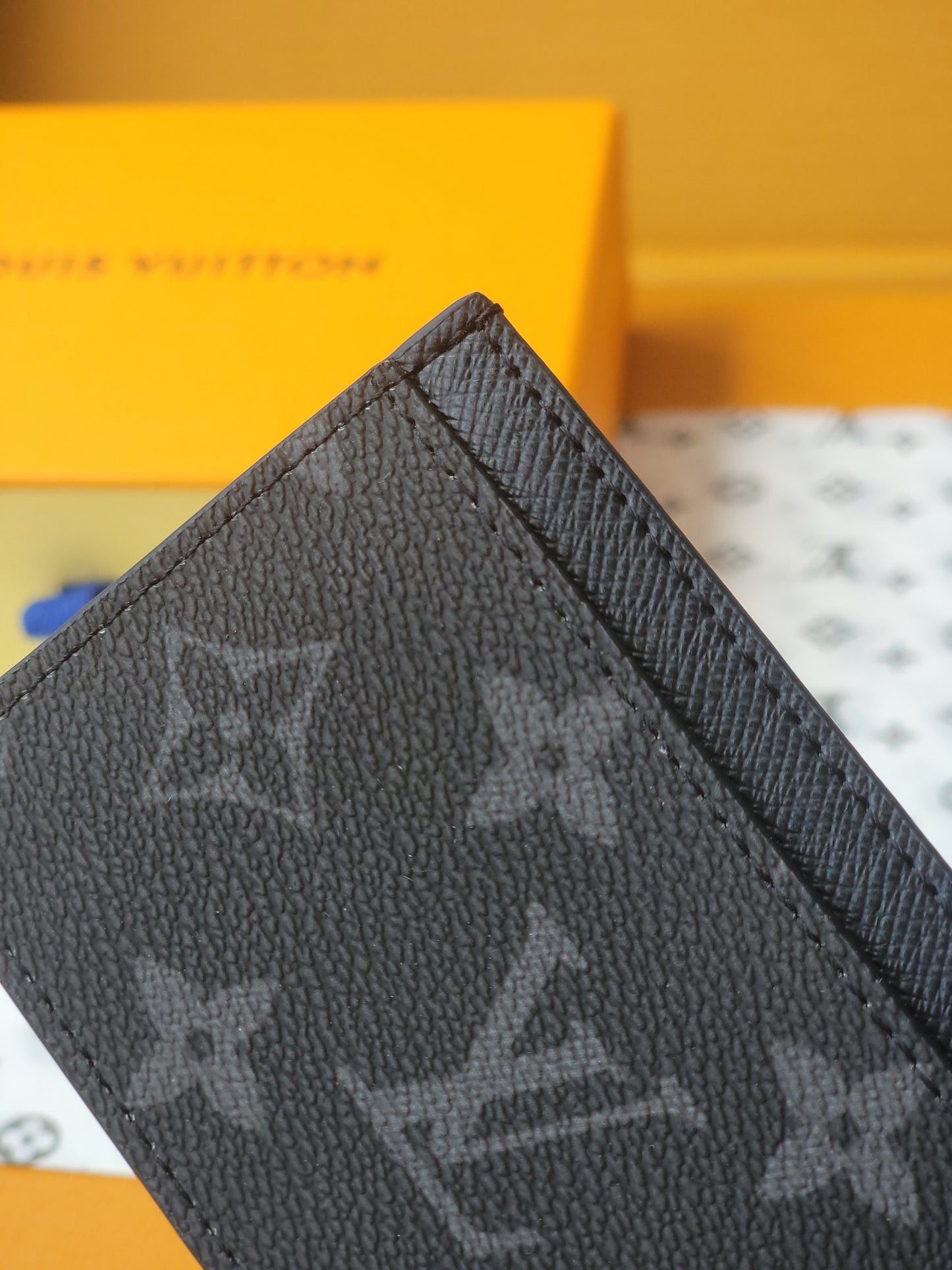 Stylish Louis Vuitton Black Card Holder With Colorful Stripes And Custom GV Initials M01902