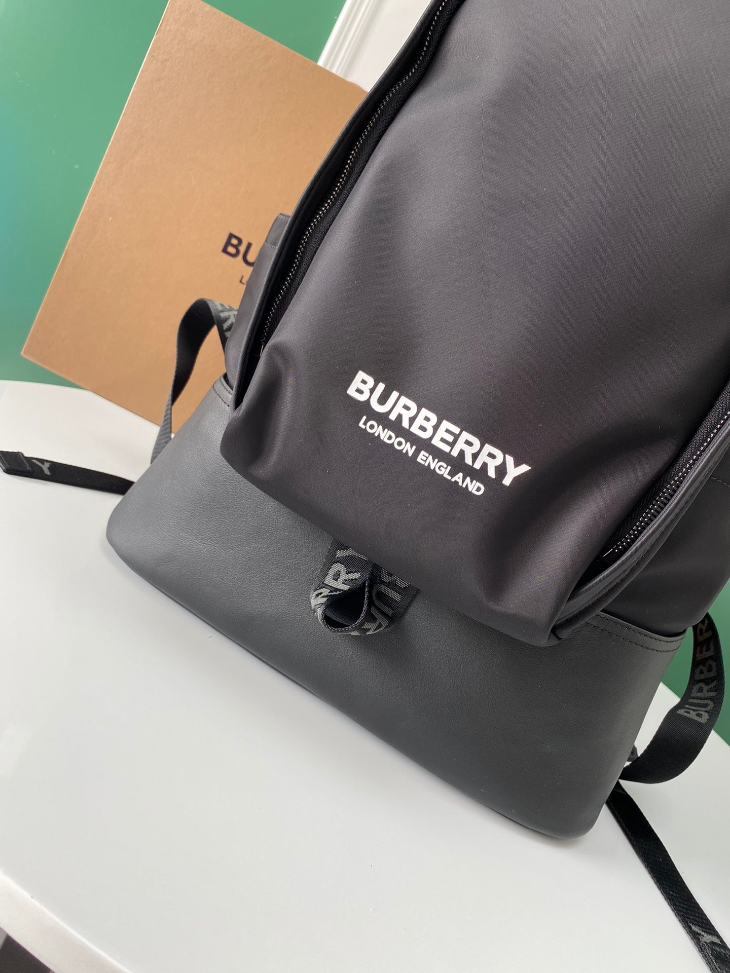 Sleek Black Burberry Backpack With Durable Nylon Material And Signature Branding Style No.3316