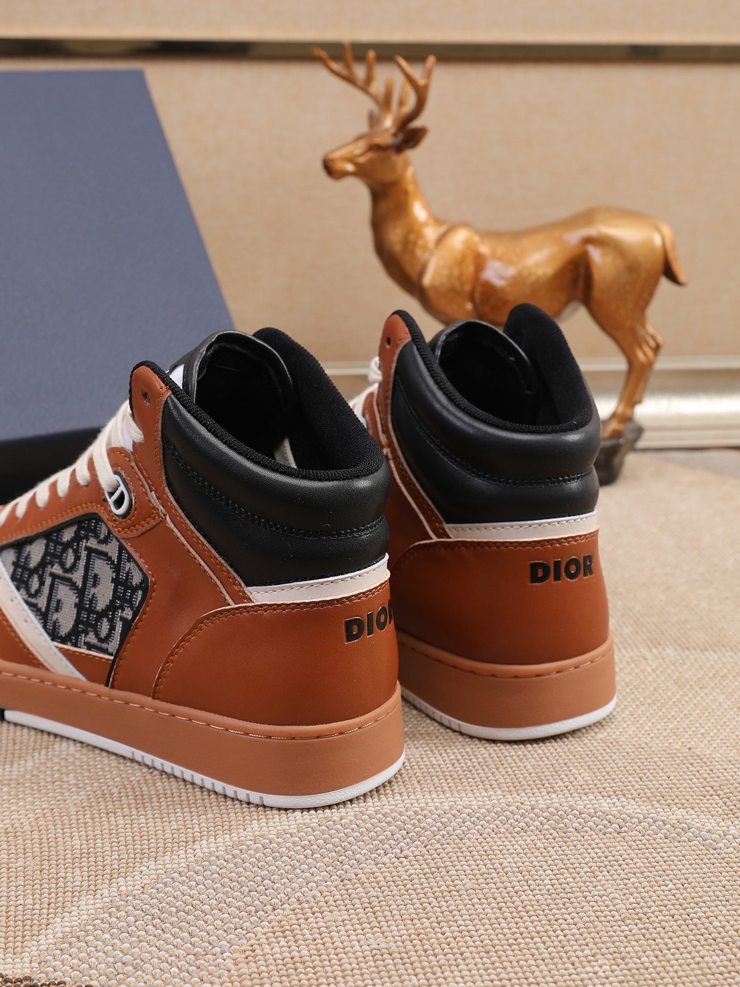 Dior Men's High Top Sneakers with Oblique Pattern and Adjustable Strap