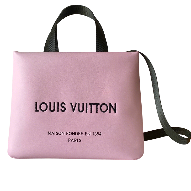 Elegant Pink Louis Vuitton Tote Bag With Contrast Color Handles And Branding