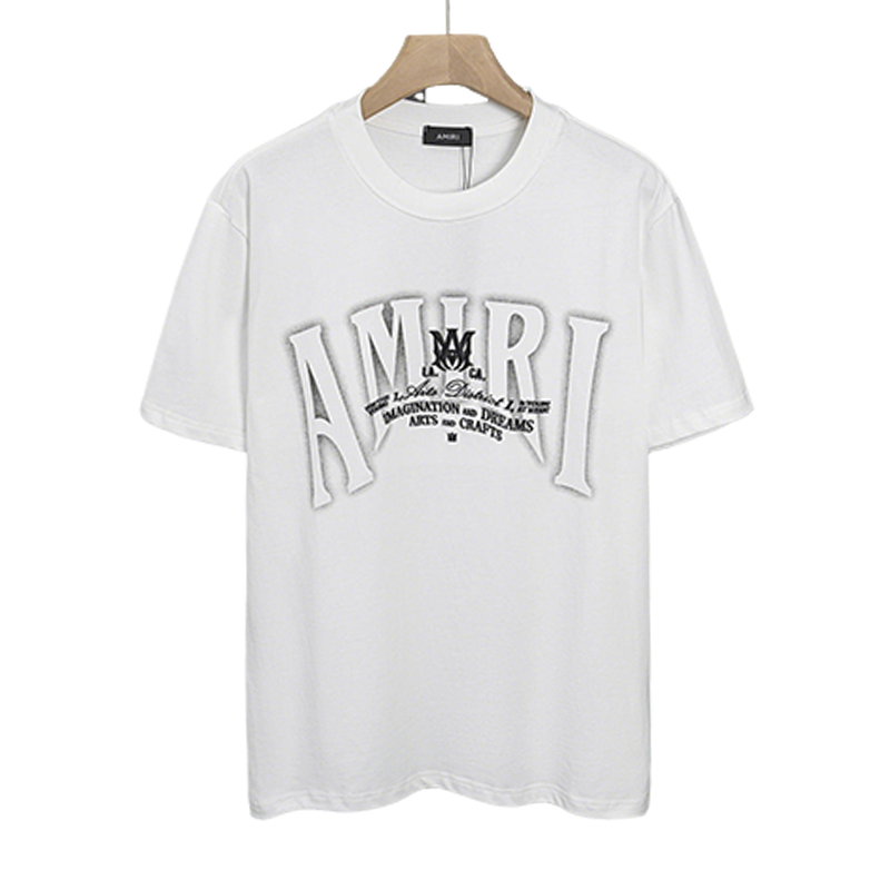 AMIRI White/Black Graphic Tee With Bold Logo For Trendy Streetwear Enthusiasts