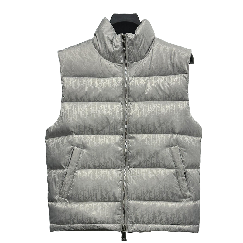 Elegant Gray Dior Puffer Vest For Sophisticated Cold - Weather Style