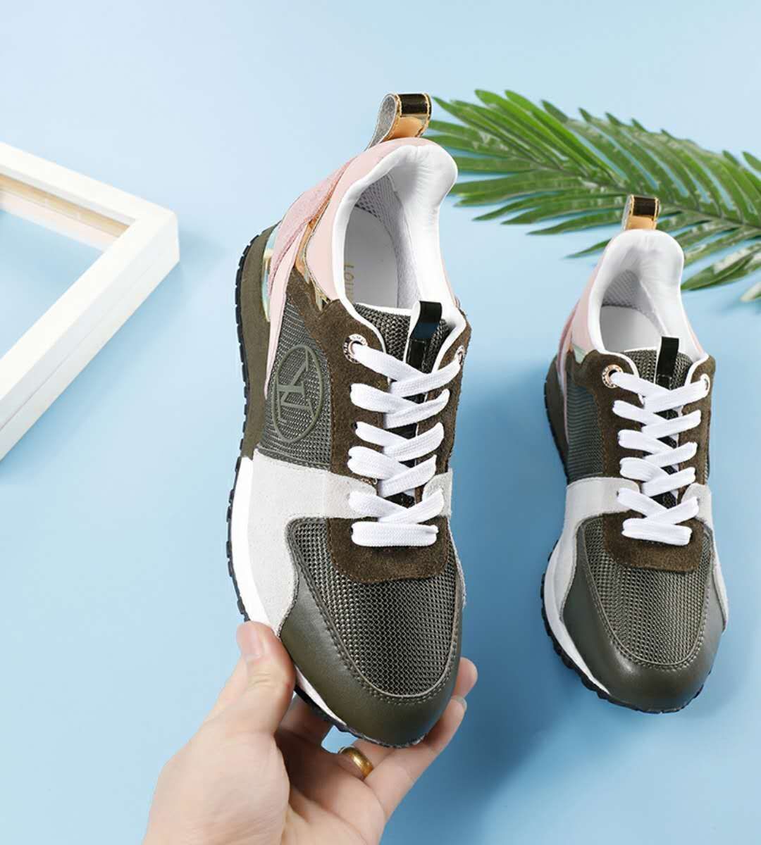 Louis Vuitton Women's Multicolor Mesh And Suede Sneakers With Logo