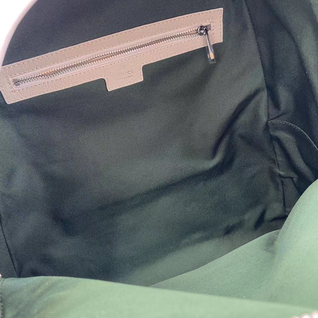 Gucci White GG Supreme Canvas Backpack With Web Stripe And Silver Tone Double G 834466