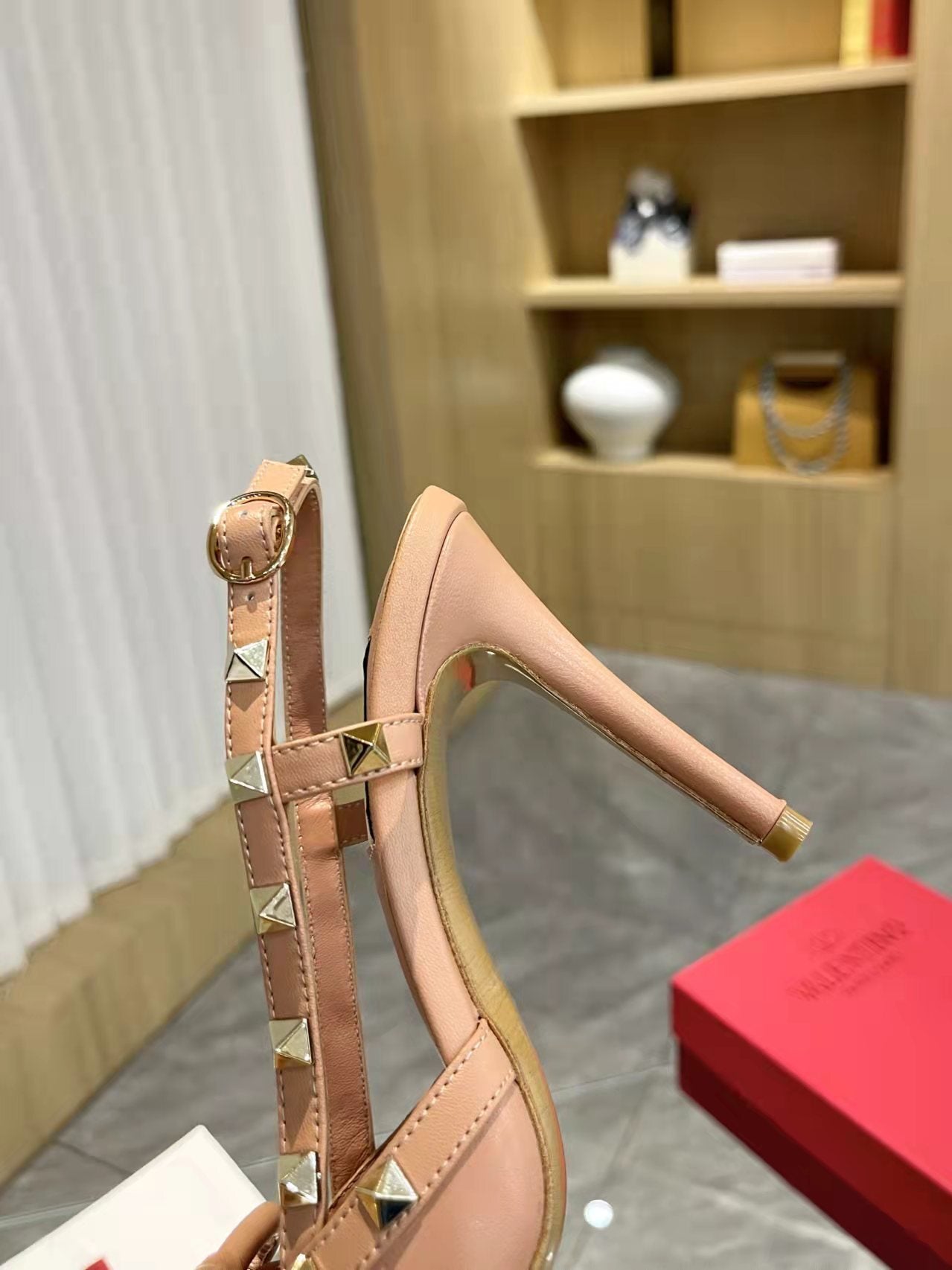 Valentino Women's Rockstud Bow Slingback Pumps Luxury Pointed Toe High Heels