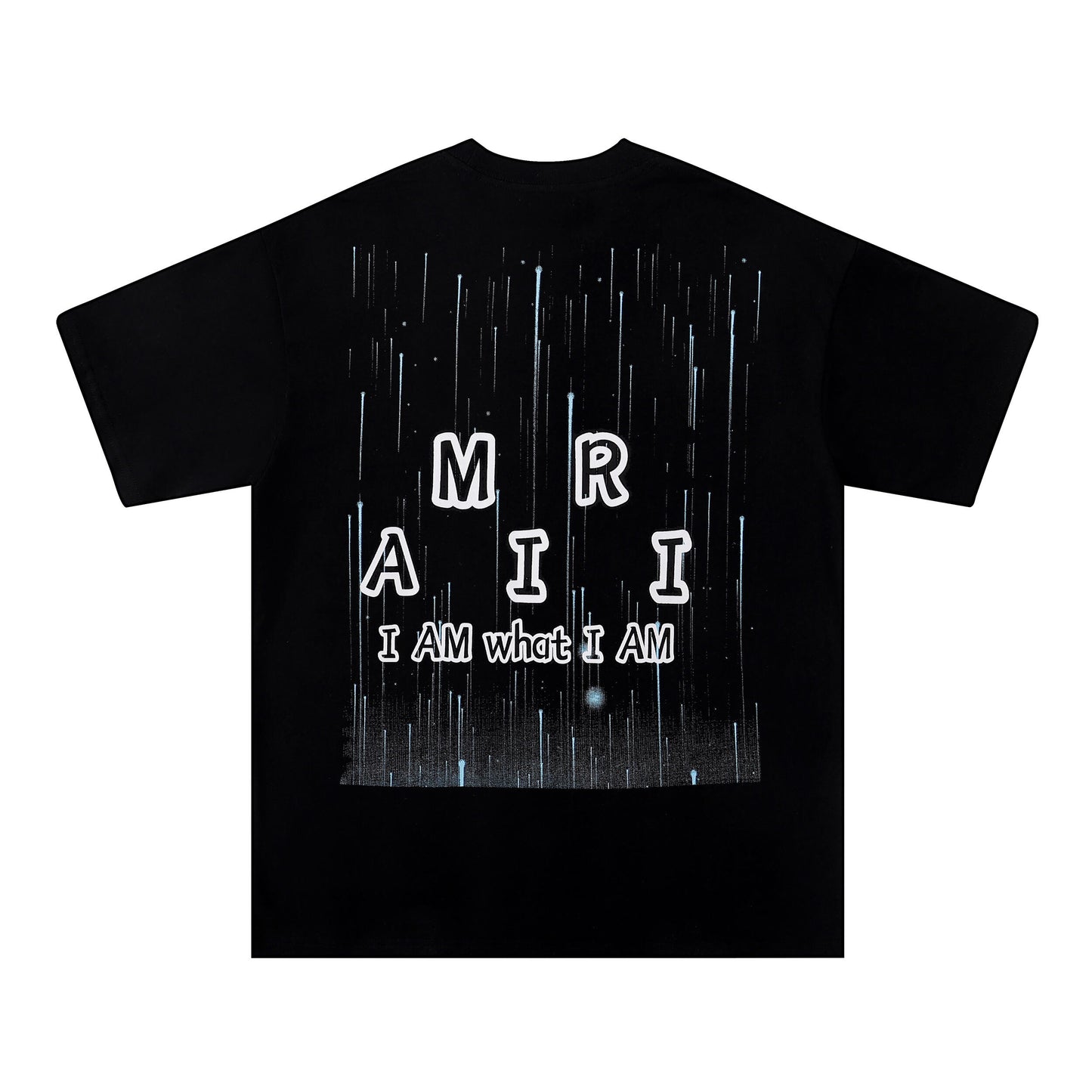 AMIRI Black/White Tee With “I AM what I AM” Slogan For Bold Streetwear Statements