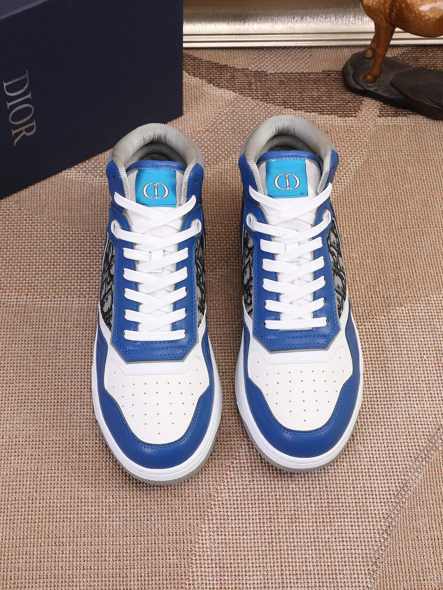 Dior Men's High Top Sneakers with Oblique Pattern and Adjustable Strap