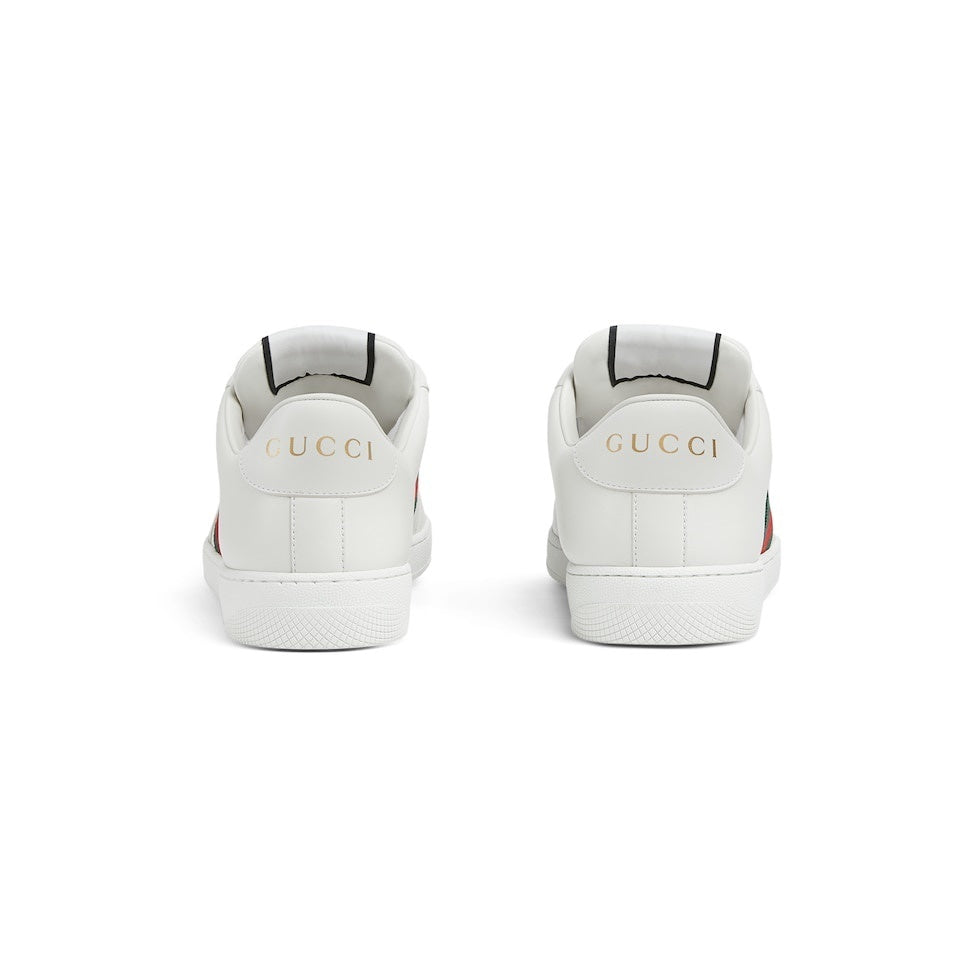 Gucci Unisex Classic Web Stripe White Leather Sneakers
