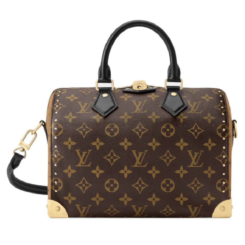 Louis Vuitton Speedy Trunk 25 Handbag In Monogram Canvas With Black Accents And Gold Hardware