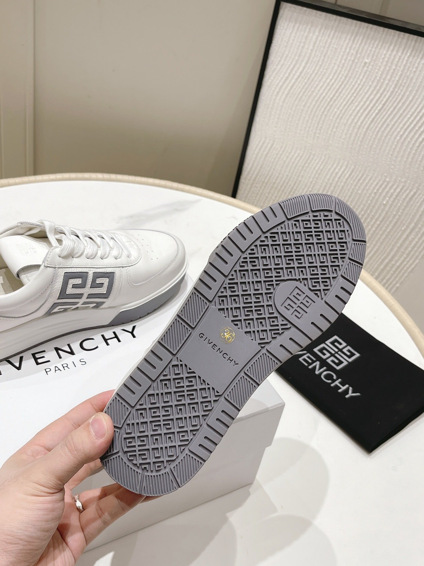 Givenchy Unisex White Sneakers With Grey Accents For Luxury Casual Style