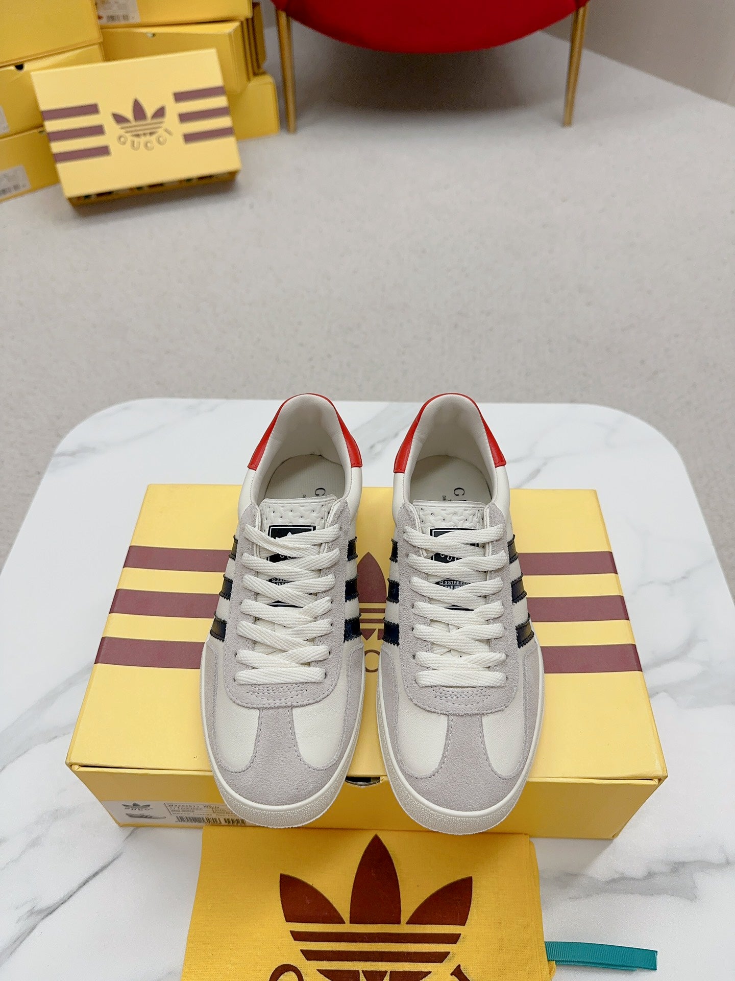 Gucci x Adidas Gazelle GG Canvas Sneakers With Colorful Accents