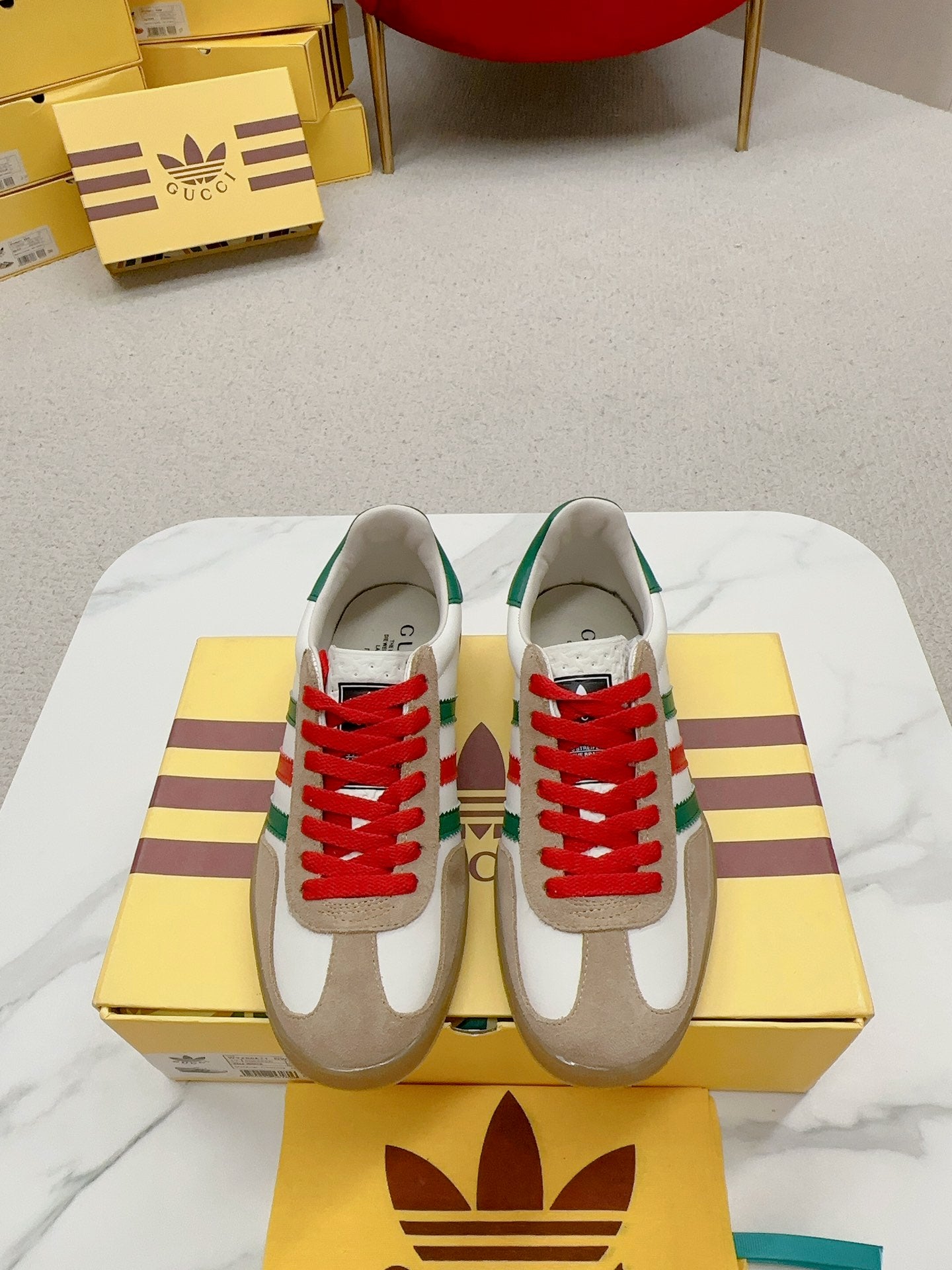 Gucci x Adidas Gazelle GG Canvas Sneakers With Colorful Accents