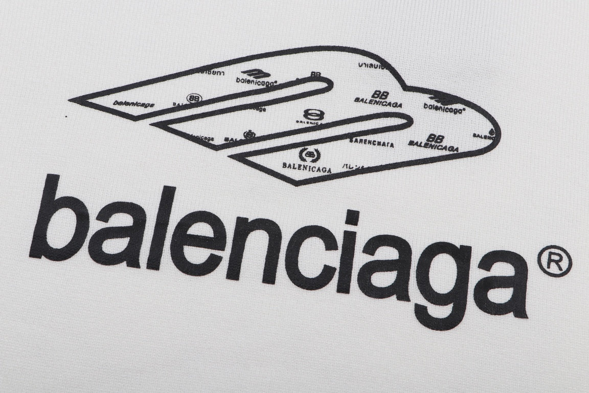 Balenciaga White Crew Neck Sweater With Brand Graphic Print