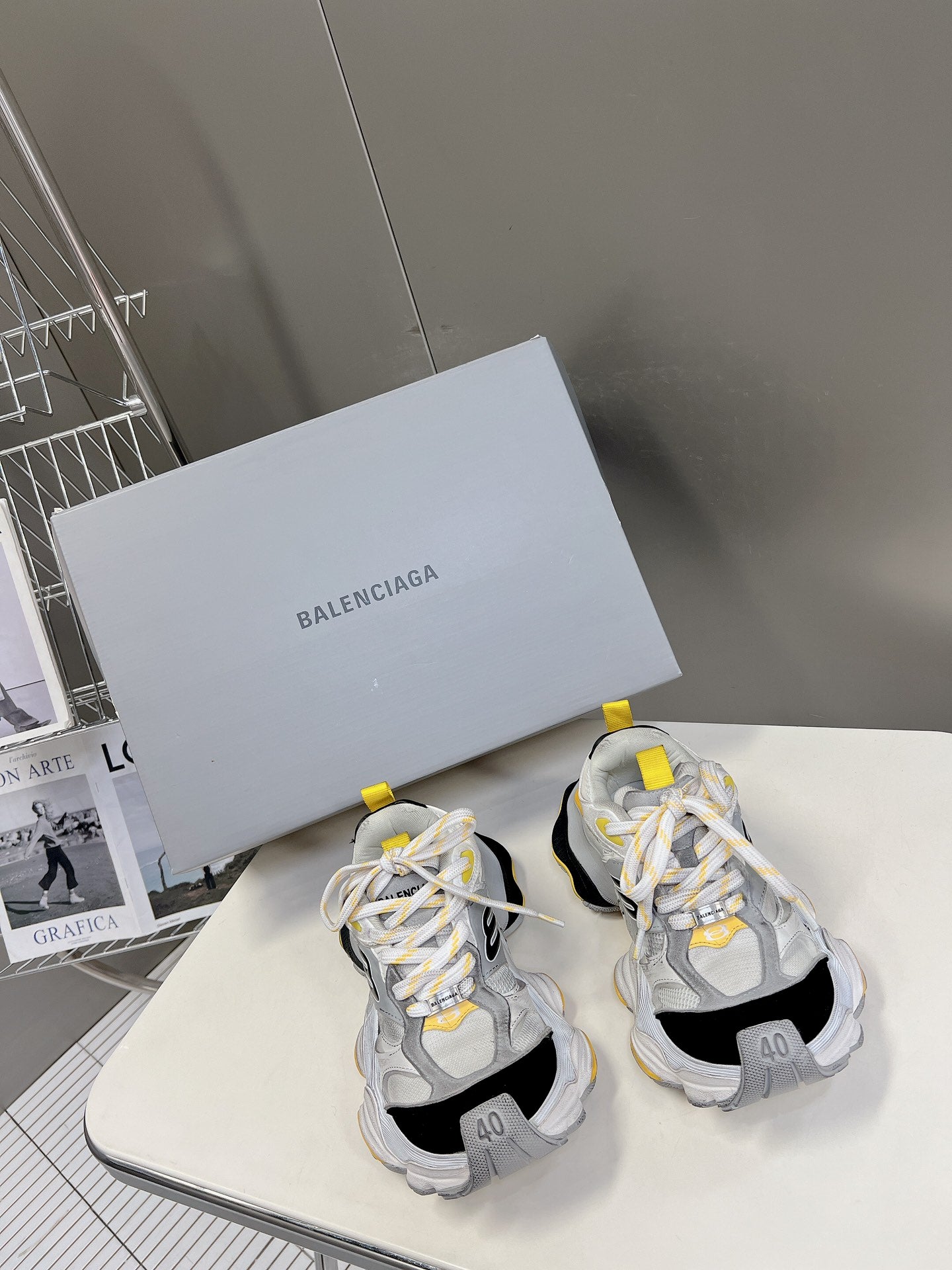 Balenciaga Inspired Chunky Sneakers With Yellow Accents For Trendy Outfits