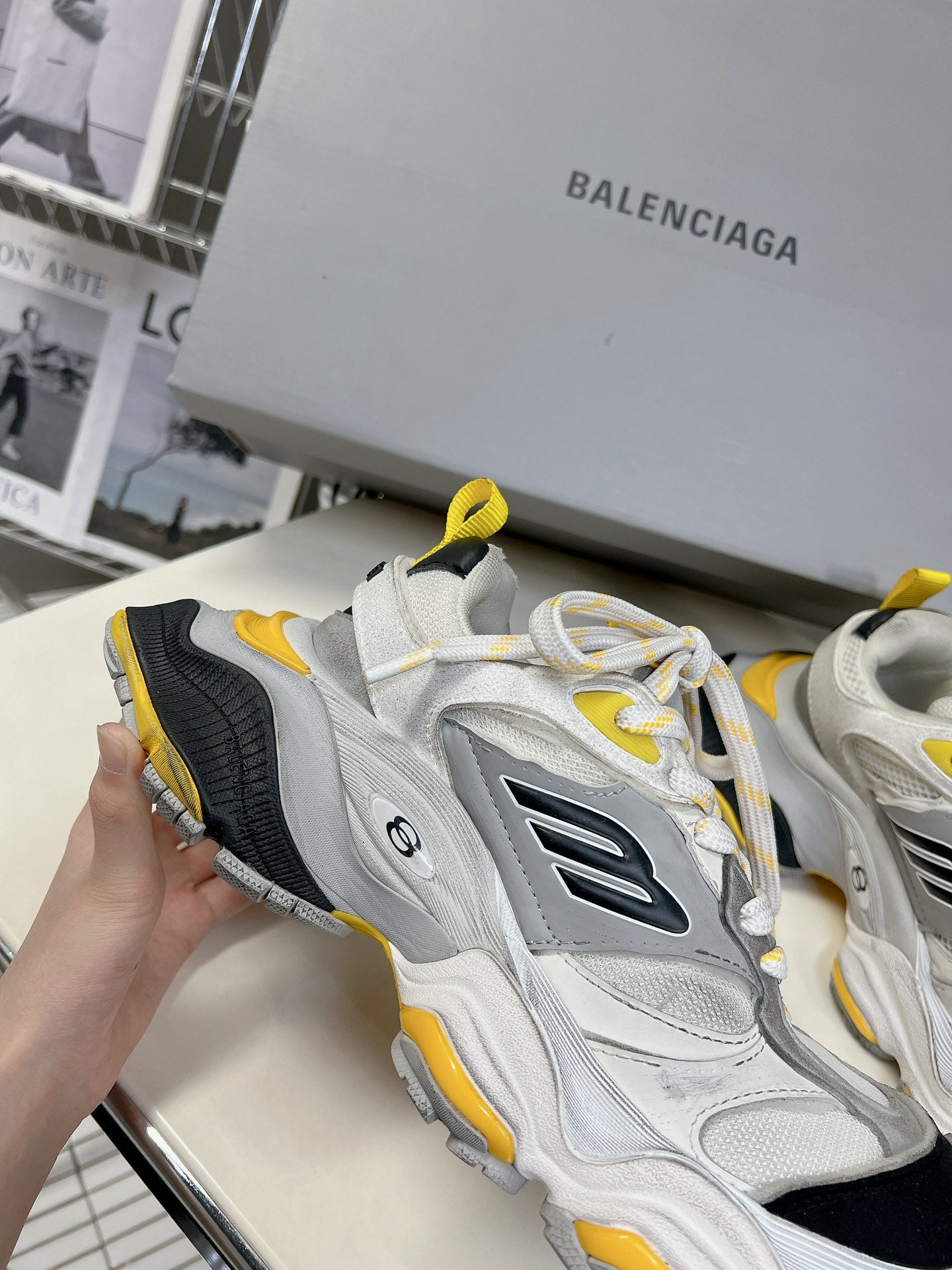 Balenciaga Inspired Chunky Sneakers With Yellow Accents For Trendy Outfits