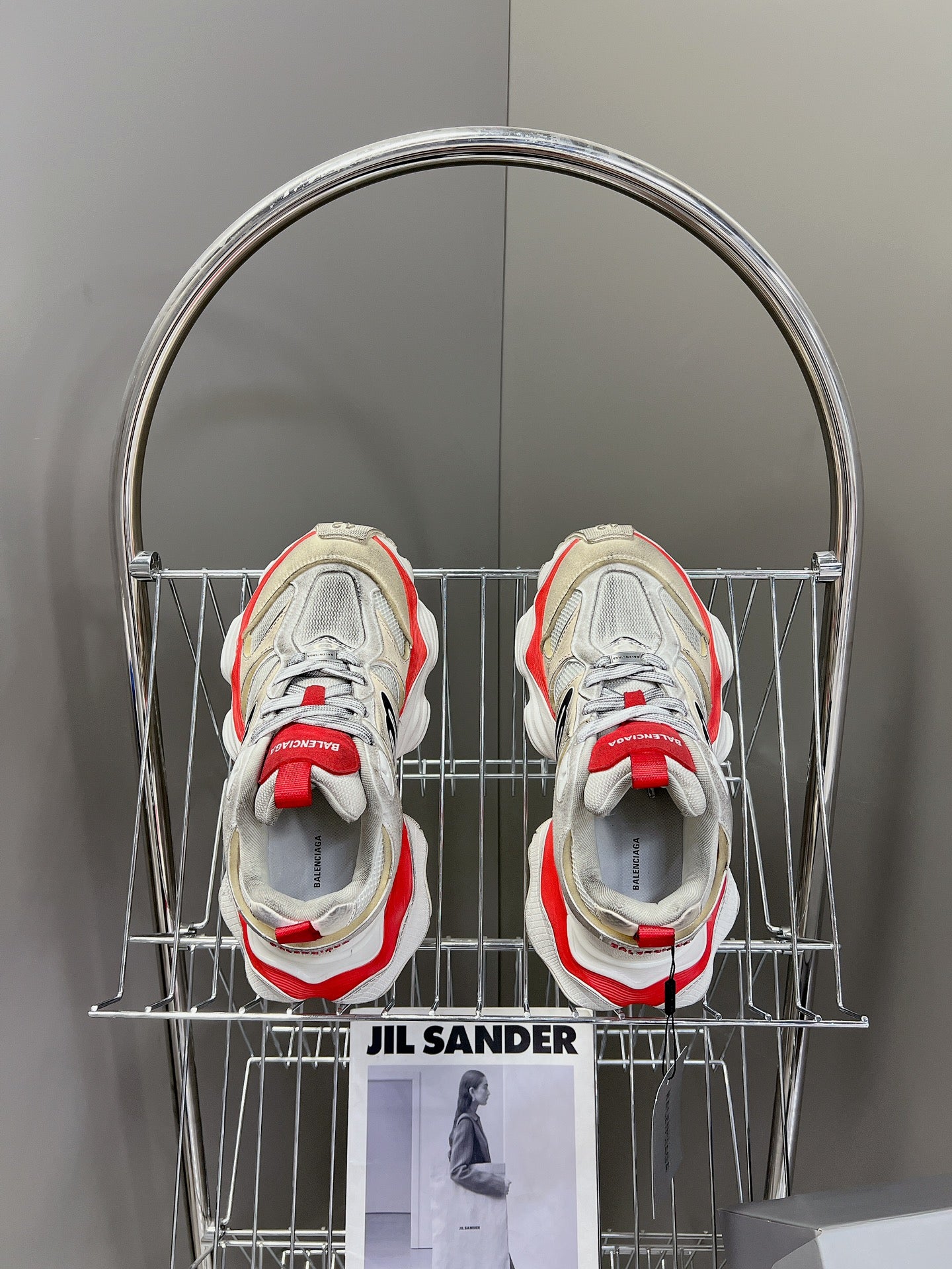 Balenciaga - Inspired Chunky Sneakers With Red Accents For Trendy Outfits