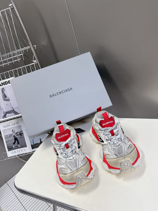 Balenciaga - Inspired Chunky Sneakers With Red Accents For Trendy Outfits