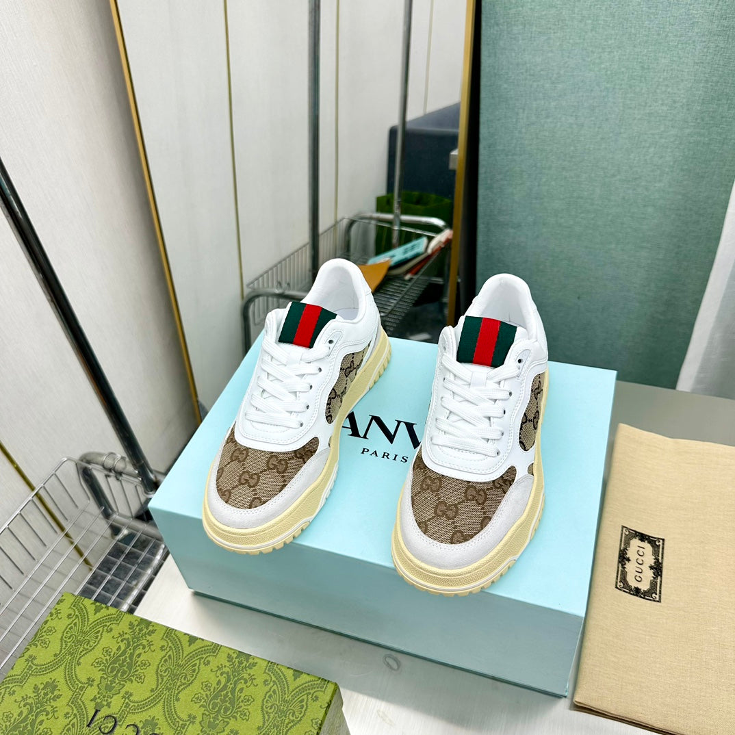 Gucci GG Pattern Sneakers With Web Detail Displayed