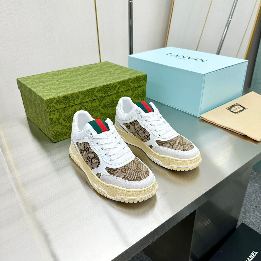 Gucci GG Pattern Sneakers With Web Detail Displayed