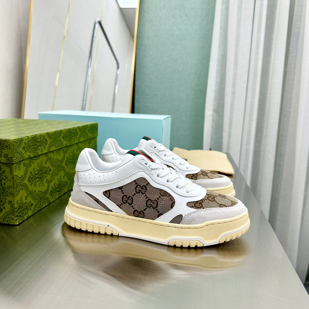 Gucci GG Pattern Sneakers With Web Detail Displayed