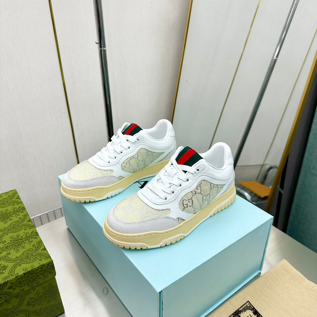 Gucci GG Pattern Sneakers With Web Detail Displayed