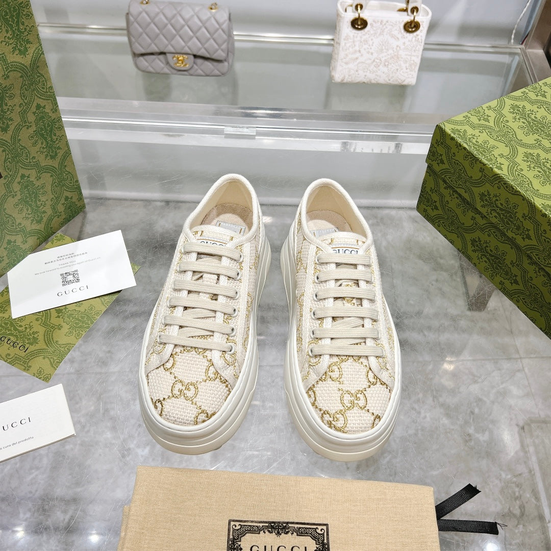 Gucci TENNIS 1977 Women's Platform Sneakers With GG Pattern