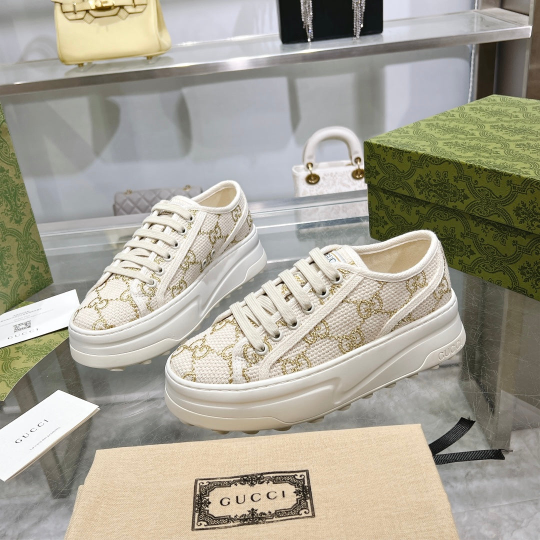 Gucci TENNIS 1977 Women's Platform Sneakers With GG Pattern