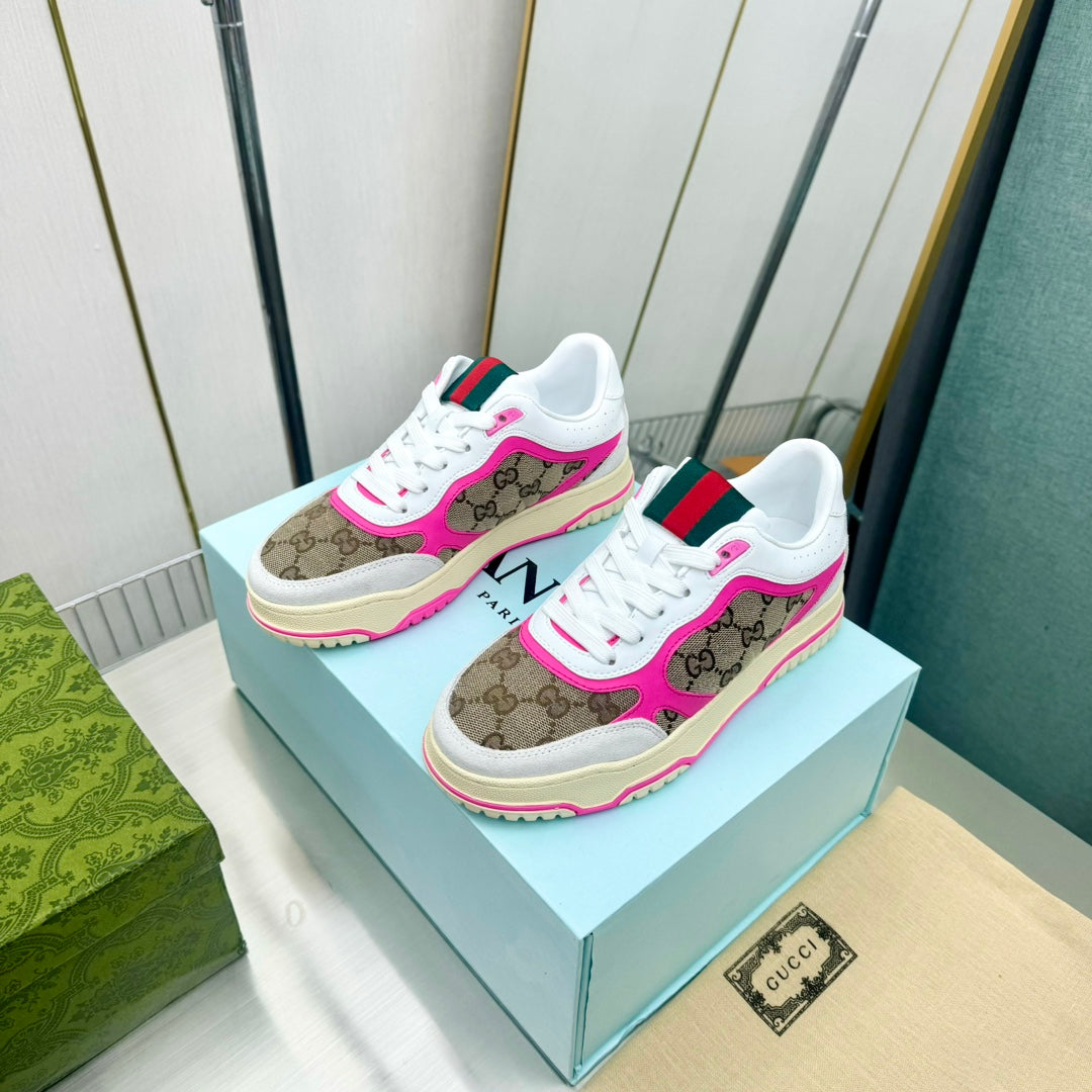 Gucci GG Pattern Sneakers With Web Detail Displayed