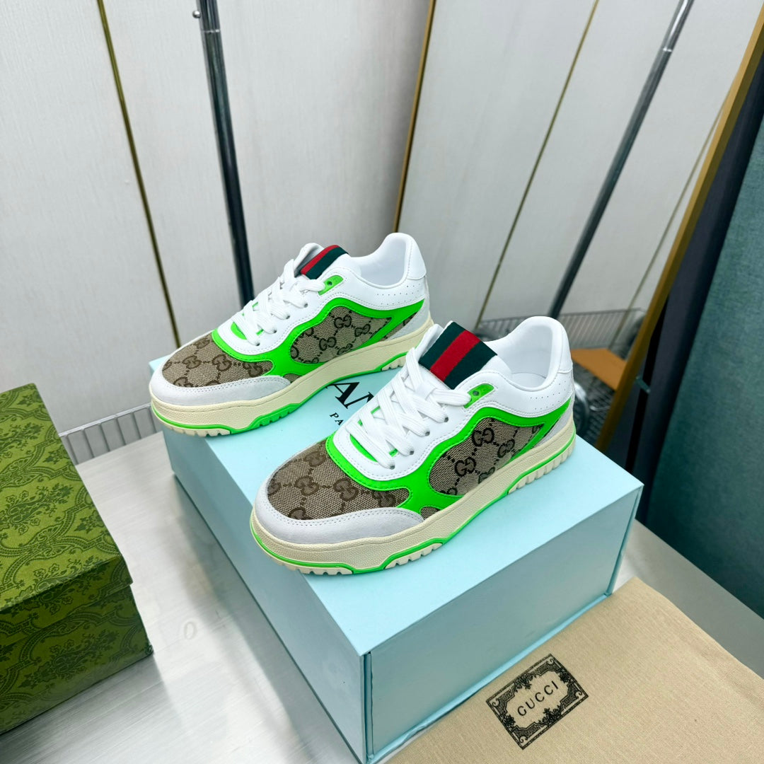Gucci GG Pattern Sneakers With Web Detail Displayed