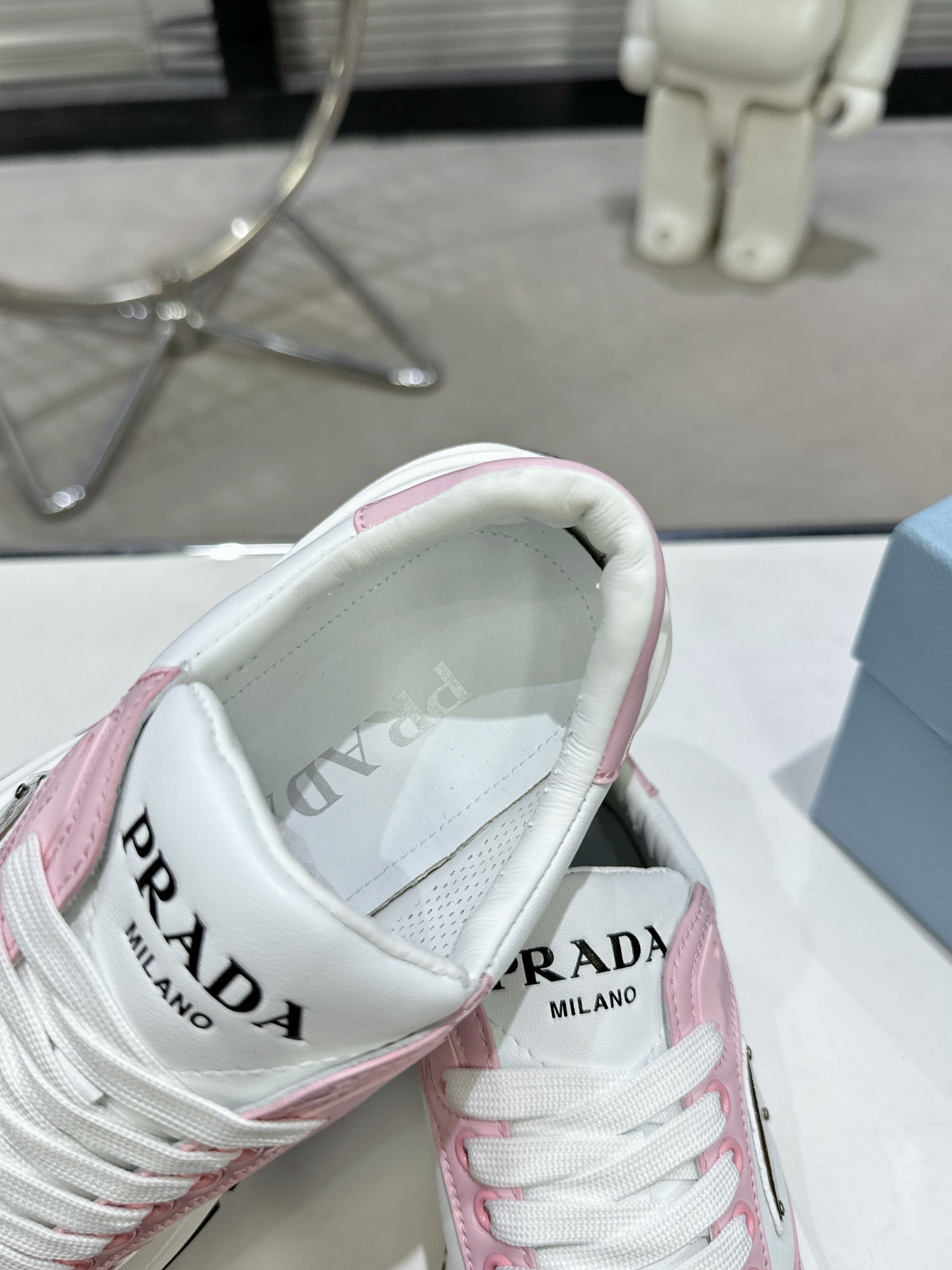 Prada Pink And White Chunky Platform Sneakers For Fashion
